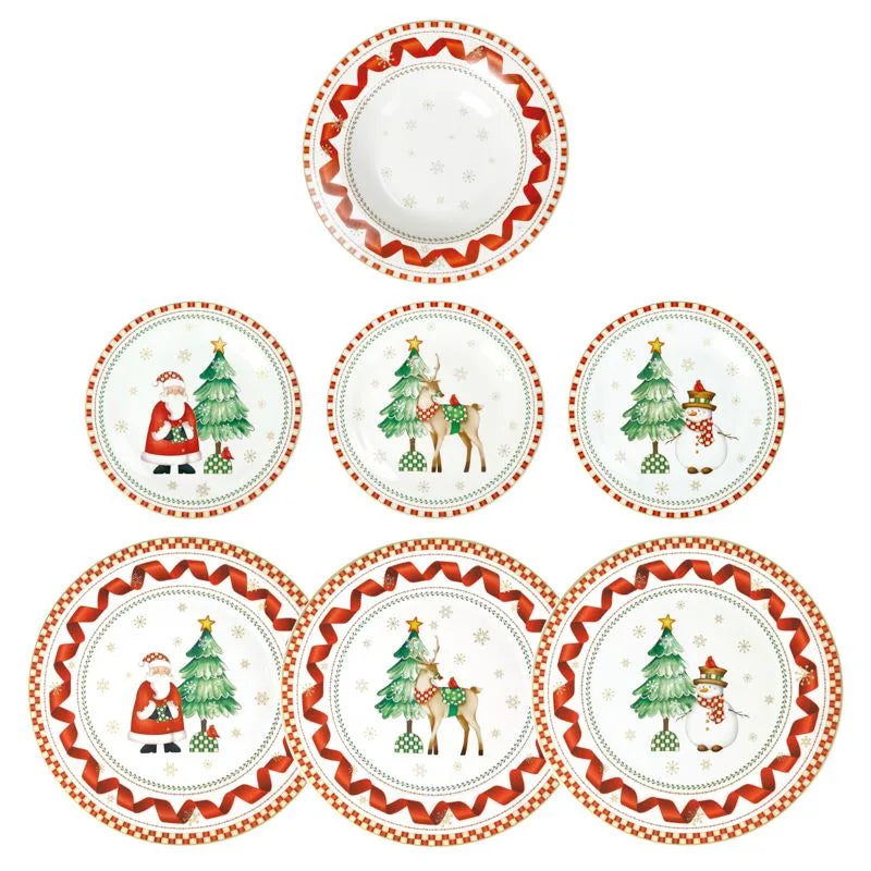 Set de vajilla de 18 piezas modelo 'Racconti' de Brandani, diseñado para la mesa navideña.