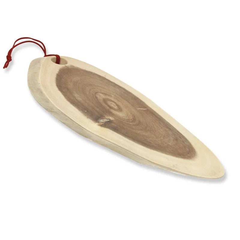 Tabla de cortar de cerámica blanca con diseño navideño 'Sotto L'Albero' de Brandani, vista superior.