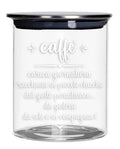 Tarro de cristal con tapa metálica de Brandani, ideal para café o alimentos secos.
