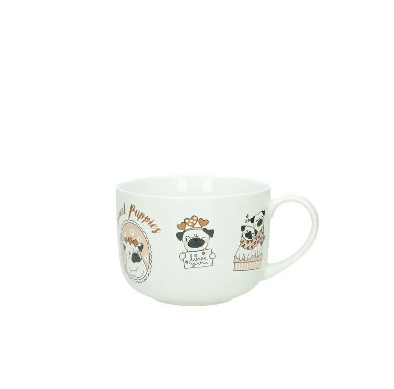 Taza de desayuno CANI de Brandani en cerámica blanca con diseño distintivo.