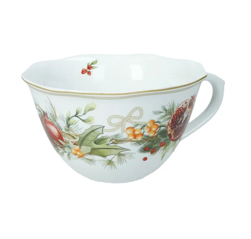 Taza de desayuno Carol de cerámica italiana con diseño distintivo, ideal para mesas con carácter.