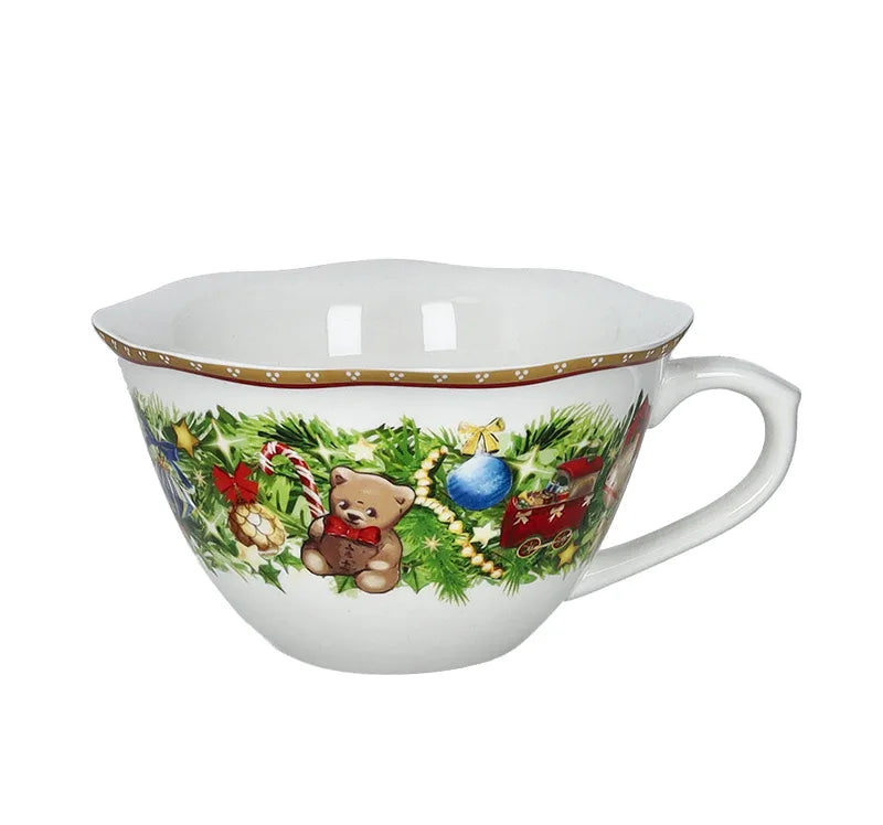 Taza de desayuno Brandani Christmas Ghirlanda con diseño de guirnalda navideña.