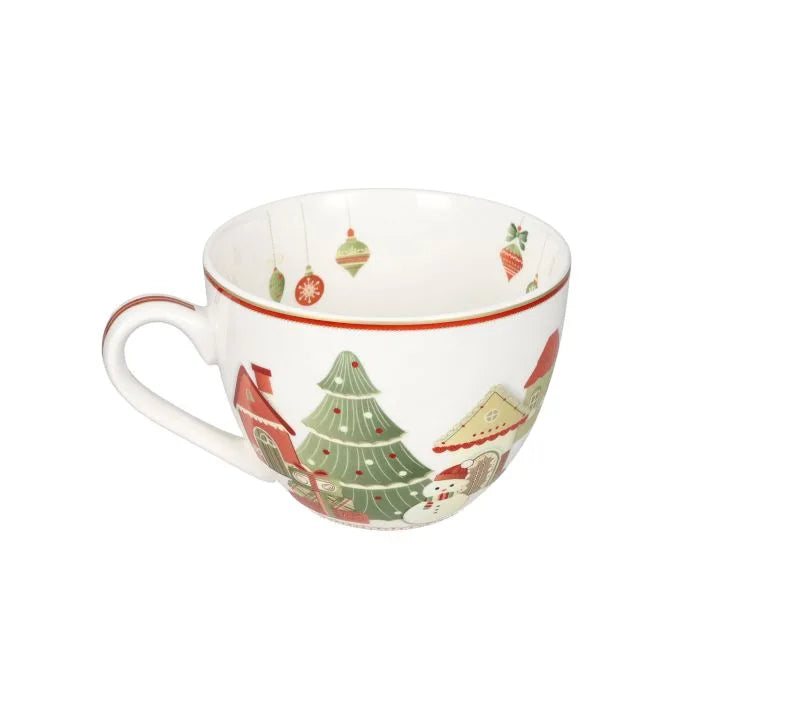 Taza de desayuno Villaggio In Festa de cerámica, con diseño navideño italiano.