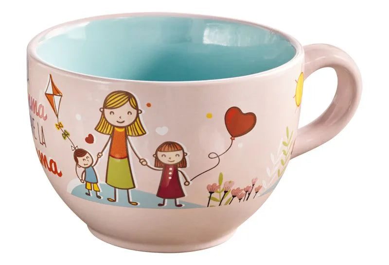 Taza Jumbo "Mamma" blanca con texto en italiano, diseño de Brandani.
