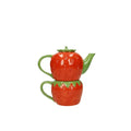 Tetera con taza Fragola, pieza de vajilla italiana de diseño.