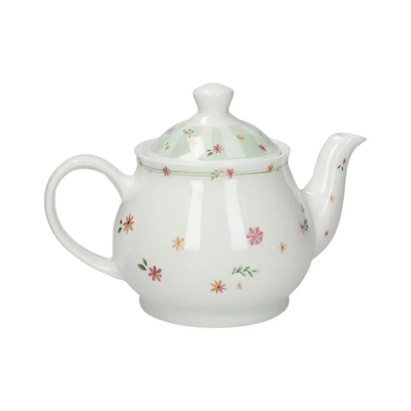 Tetera verde de New Bone China de la colección Polline, con detalles delicados.