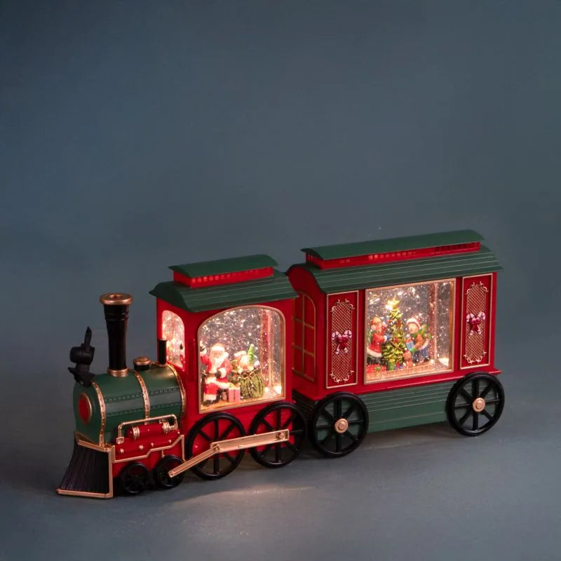 Tren navideño decorativo con Papá Noel, 6 luces LED y música, de 47 cm de largo.