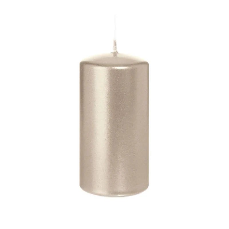 Vela decorativa Brandani de color champán con dimensiones 7 x 13 cm, ideal para Navidad.
