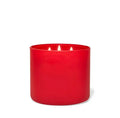 Vela perfumada de 3 mechas, recipiente de cristal rojo, cera de soja con aroma a rosa.
